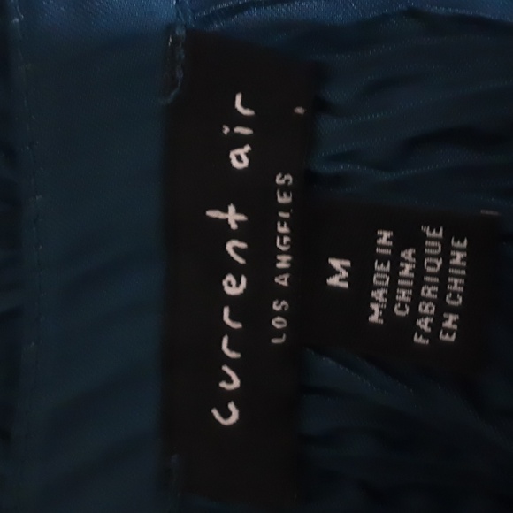 Current AIR anthropologie Elegant Teal Dress Women M Textured Babydoll Event Y2k - Picture 9 of 11